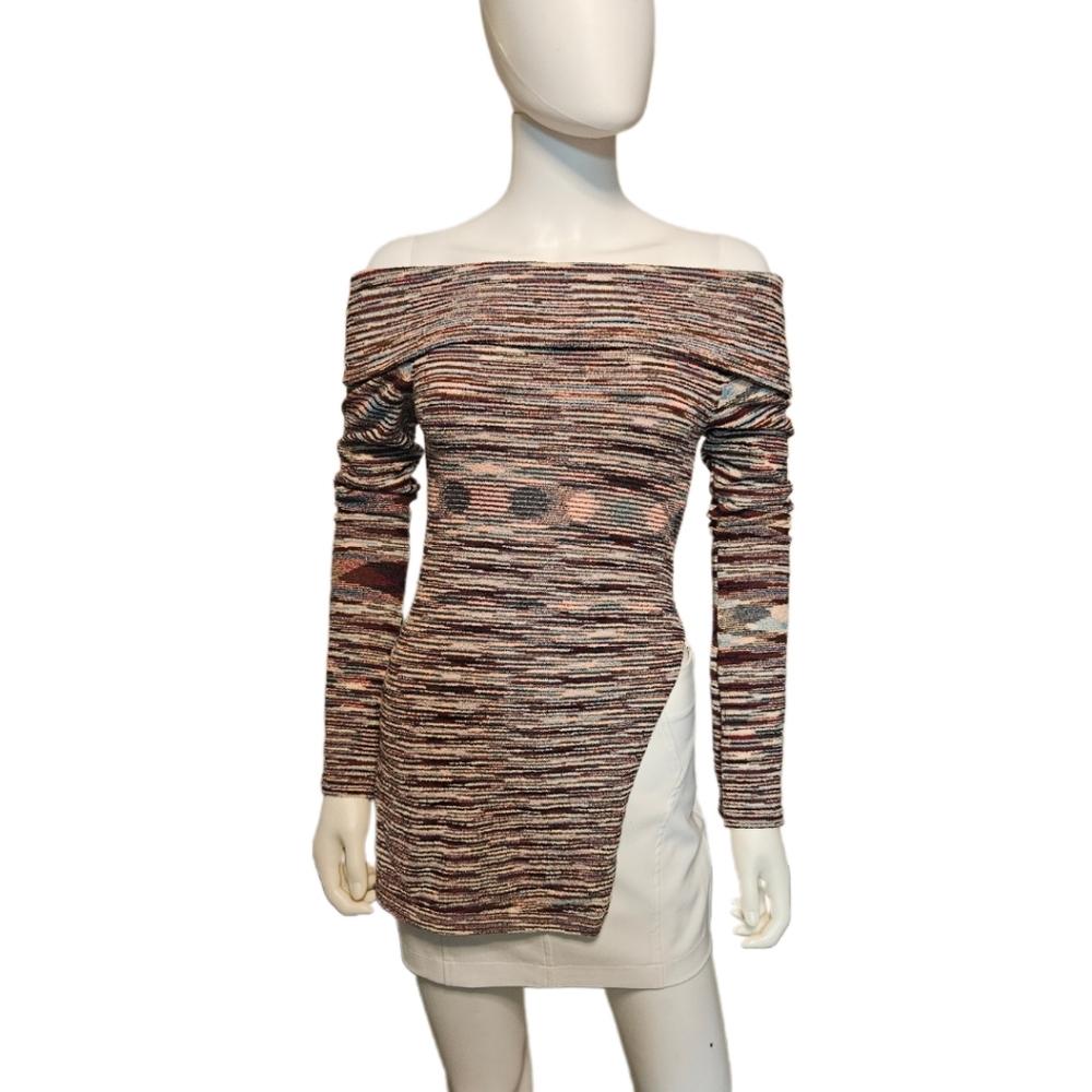 HANSEN & GRETEL | Knit Striped Off The Shoulder Top / Sweater in Size Small
